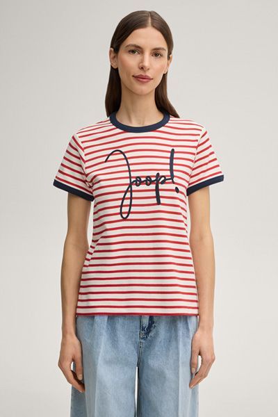 Gestreiftes Baumwollshirt mit Logo-Signatur