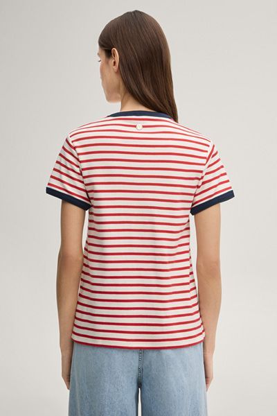 Gestreiftes Baumwollshirt mit Logo-Signatur