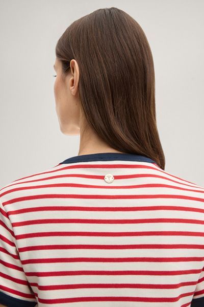 Gestreiftes Baumwollshirt mit Logo-Signatur