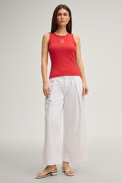 Geripptes Baumwoll-Tanktop mit Logo