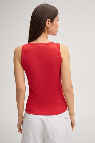 Geripptes Baumwoll-Tanktop mit Logo