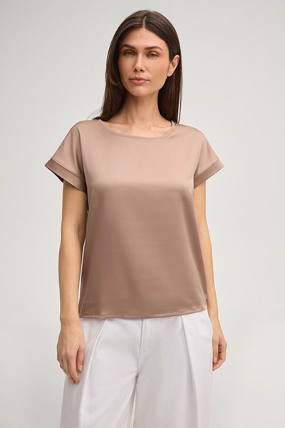 Elegantes Satin-Top mit Jersey-Rücken