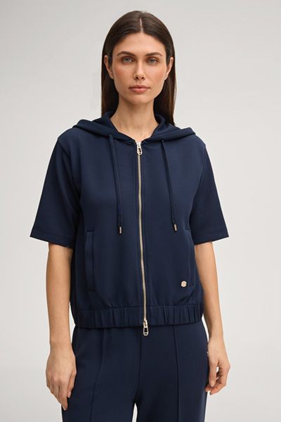 Kurzärmelige Kapuzenjacke aus Modal-Mix
