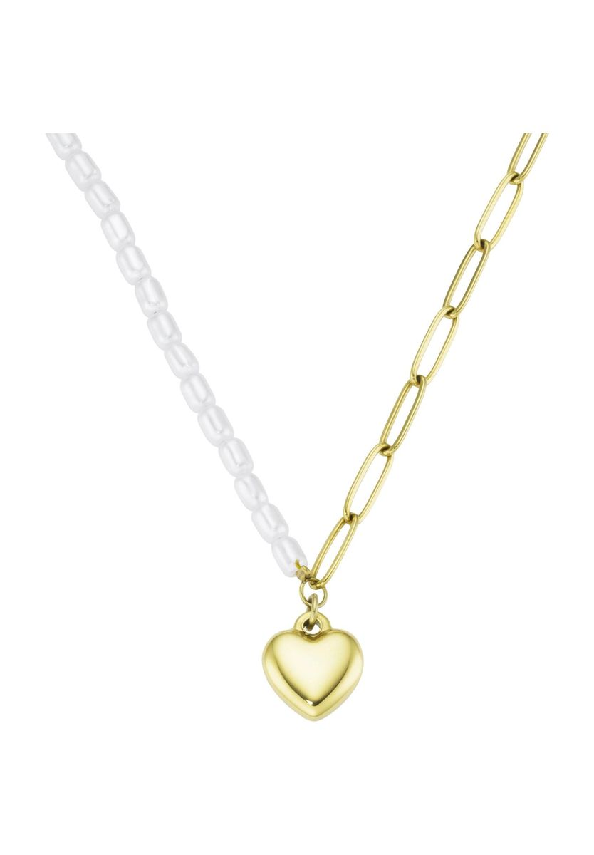 Gliederkette mit Herzanhänger und Perlen