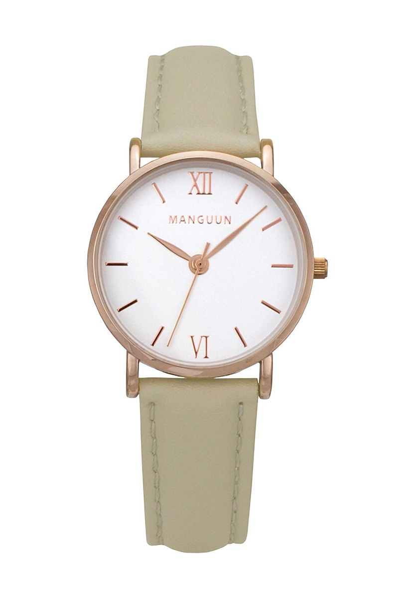 Minimalistische Roségold-Uhr mit Lederarmband