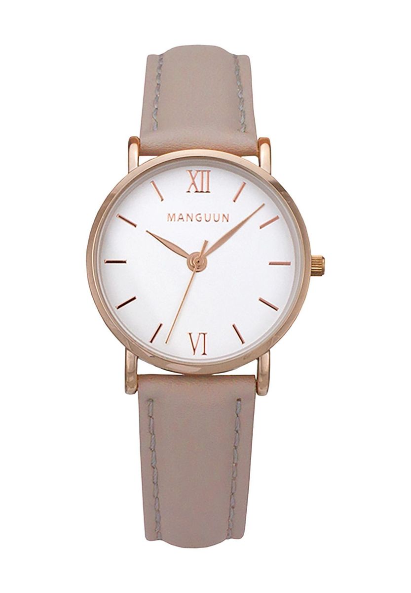 Elegante minimalistische Armbanduhr mit Lederarmband