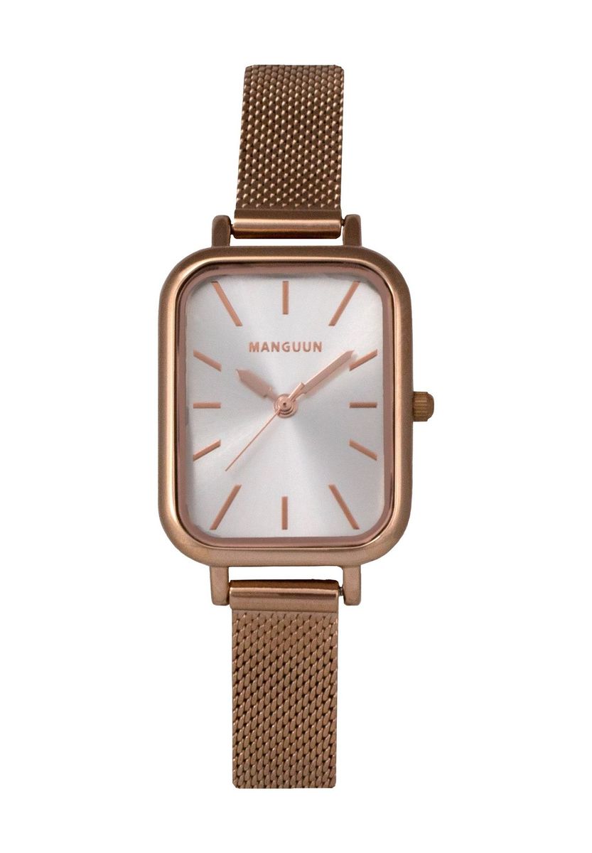 Rechteckige Uhr mit Milanaise-Armband