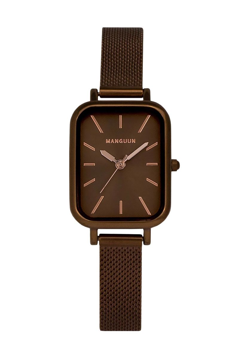 Rechteckige Uhr mit Milanaise-Armband