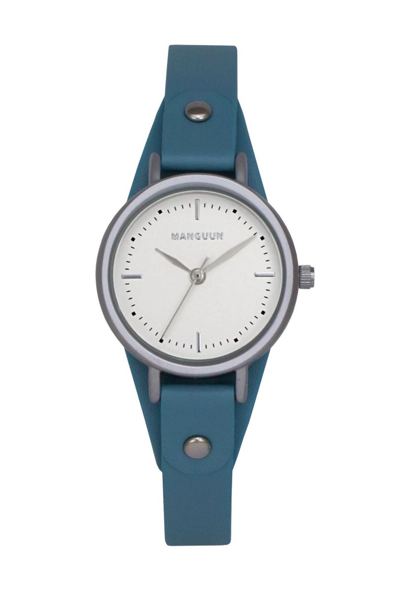 Minimalistische Runduhr mit Nietendetail-Armband