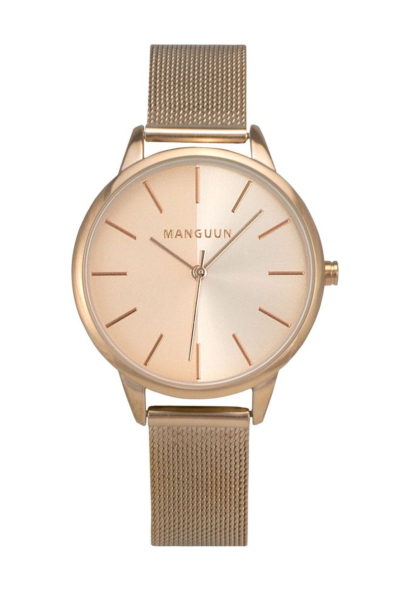 Eleganter minimalistischer Zeitmesser mit Milanaise-Armband