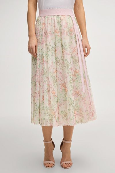 Fließender floral gemusterter Tüll-Midirock