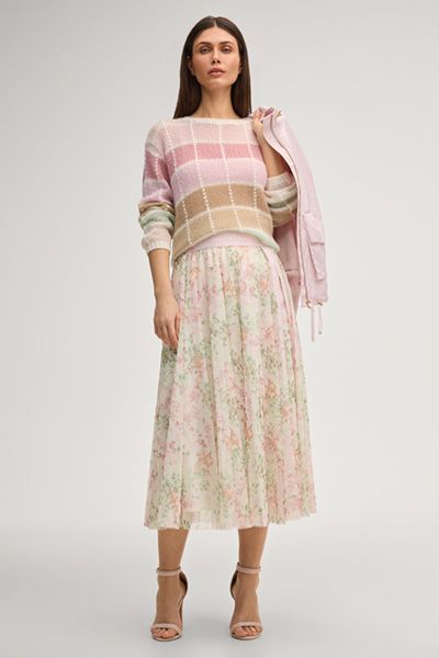 Fließender floral gemusterter Tüll-Midirock