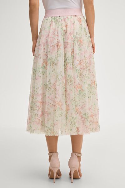 Fließender floral gemusterter Tüll-Midirock