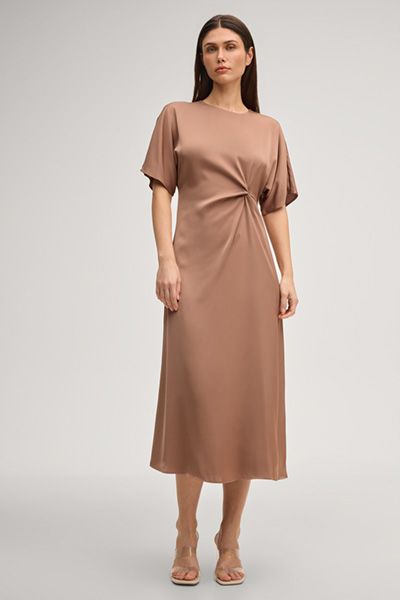 Satin-Midikleid mit Twist-Detail