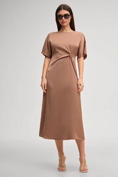 Satin-Midikleid mit Twist-Detail