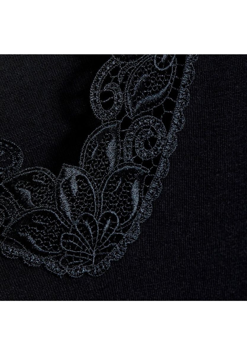 Langarmshirt mit Spitze und Wollanteil