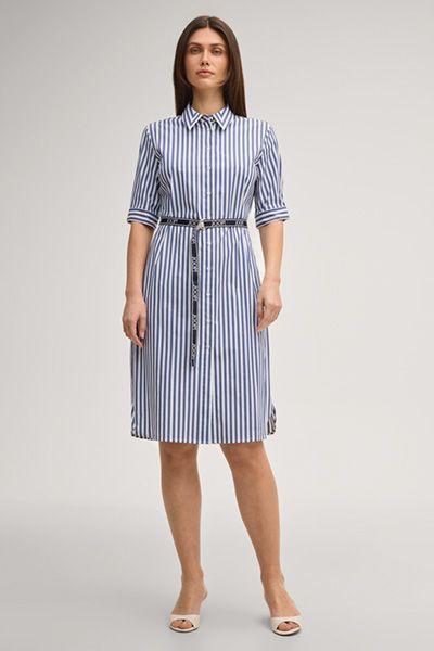 Elegantes gestreiftes Hemdblusenkleid mit Gürtel