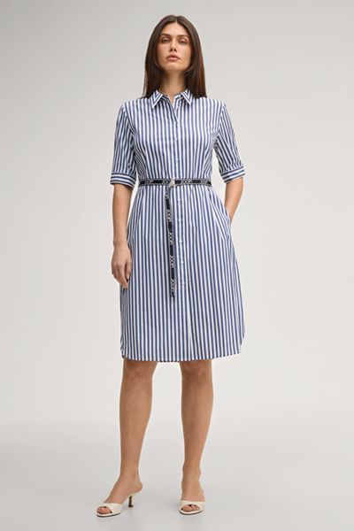 Elegantes gestreiftes Hemdblusenkleid mit Gürtel