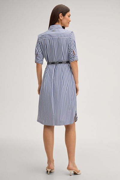 Elegantes gestreiftes Hemdblusenkleid mit Gürtel