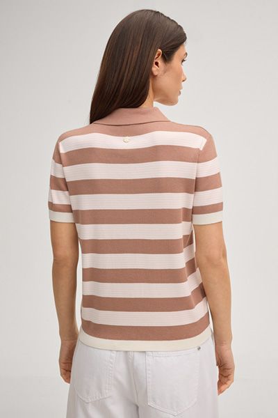 Gestreiftes Strick-Poloshirt mit Knöpfen