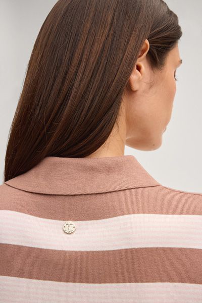 Gestreiftes Strick-Poloshirt mit Knöpfen