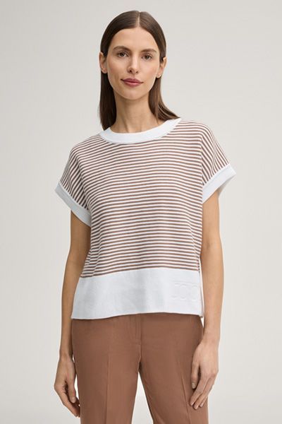 Feingestreiftes Bio-Baumwoll-Stricktop