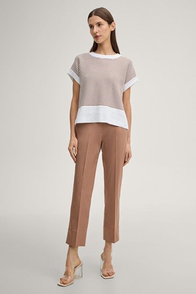 Feingestreiftes Bio-Baumwoll-Stricktop