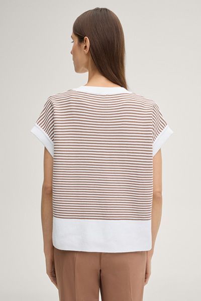 Feingestreiftes Bio-Baumwoll-Stricktop