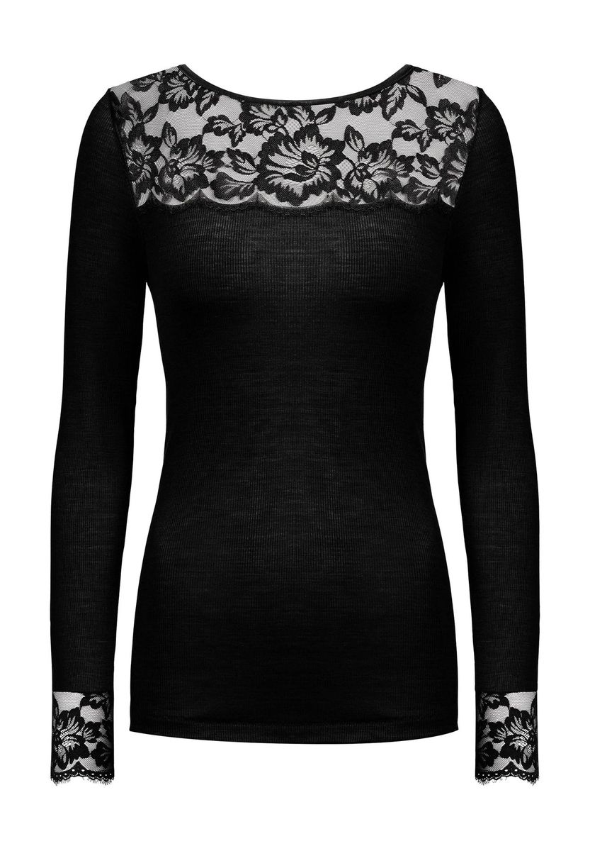 Elegantes Rippen-Shirt mit Spitze