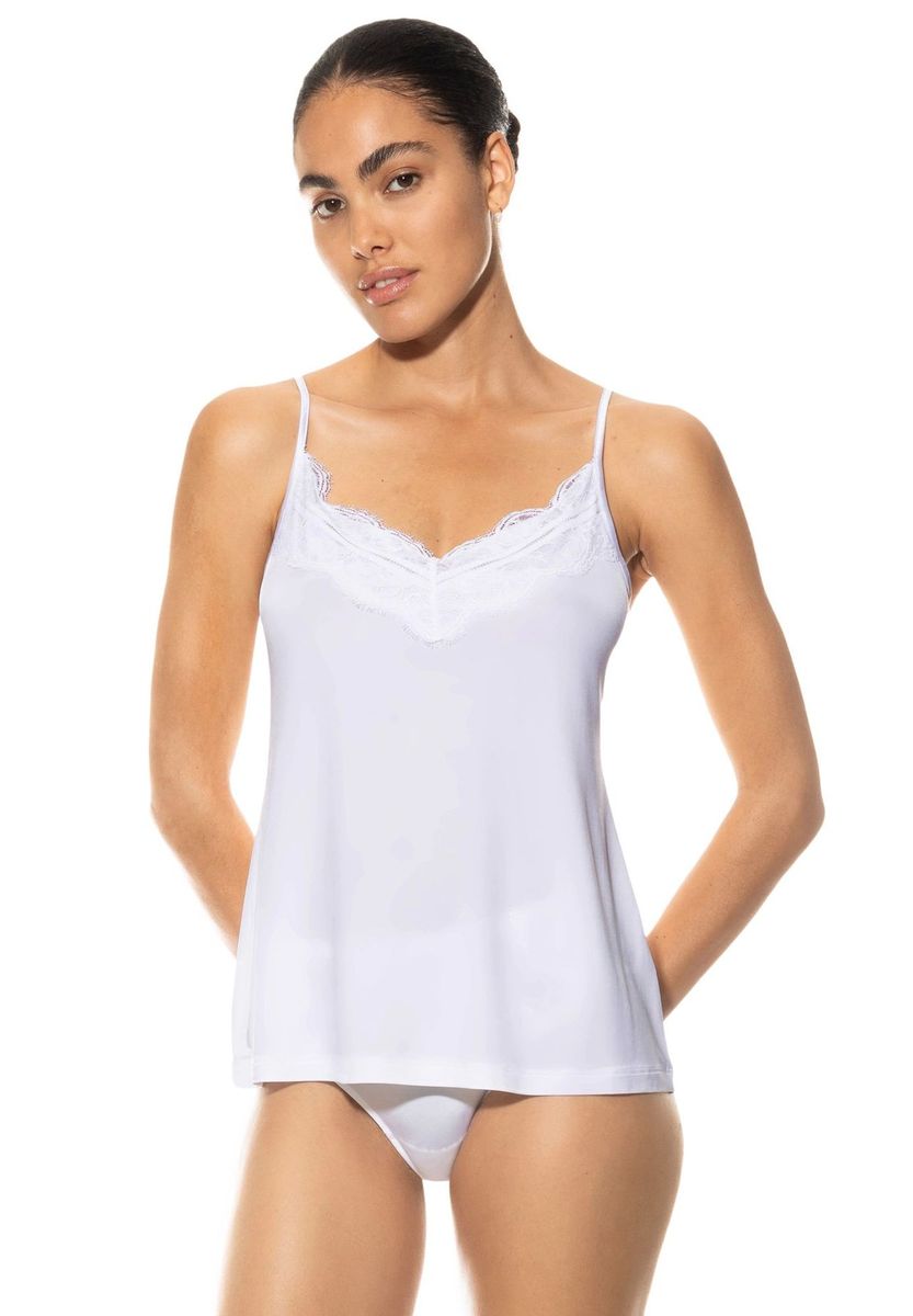Camisole mit Spitzenbesatz und Spaghettiträgern