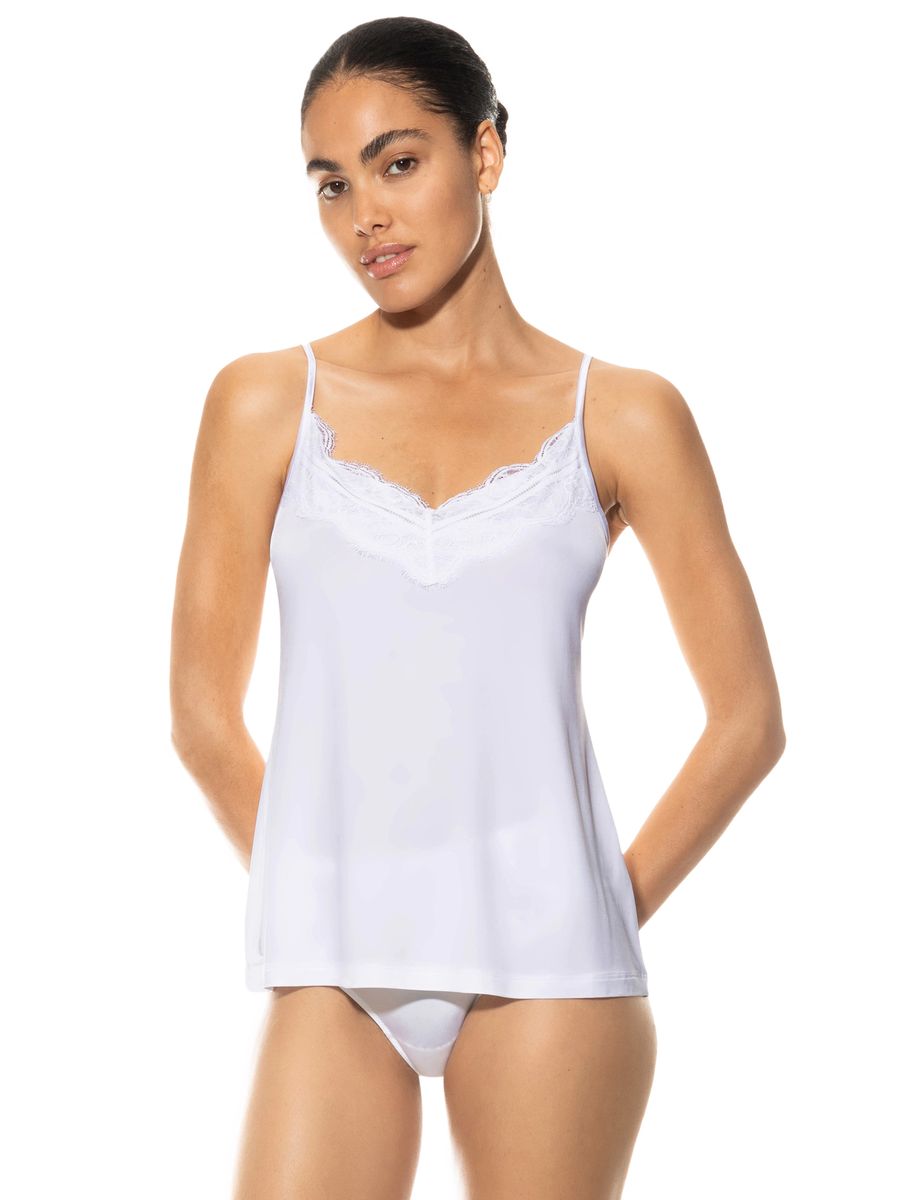 Camisole mit Spitzenbesatz und Spaghettiträgern