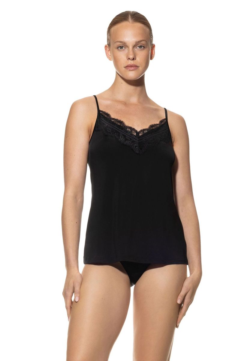 Camisole mit Spitzenbesatz und Spaghettiträgern