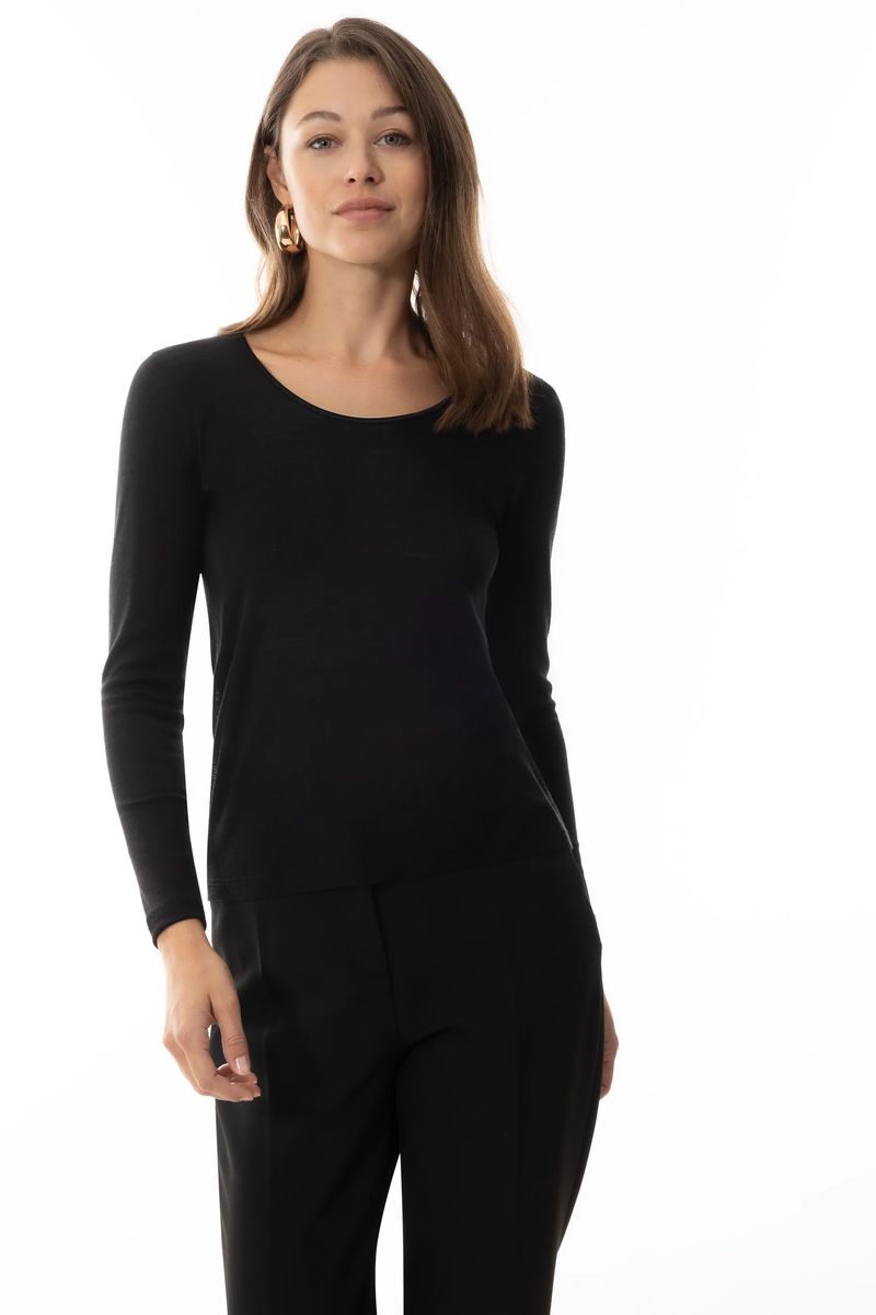 Edles Woll-Seiden-Langarmshirt