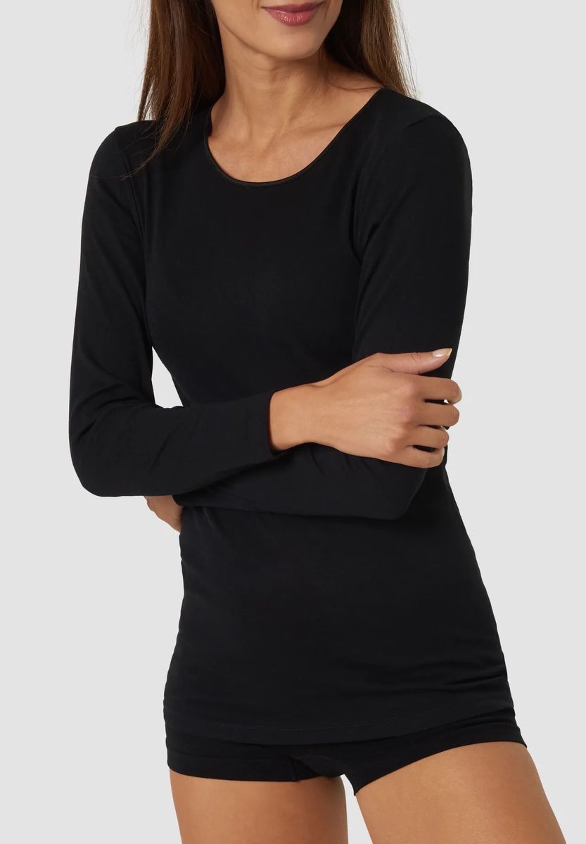 Essentielles nahtloses Baumwoll-Langarmshirt