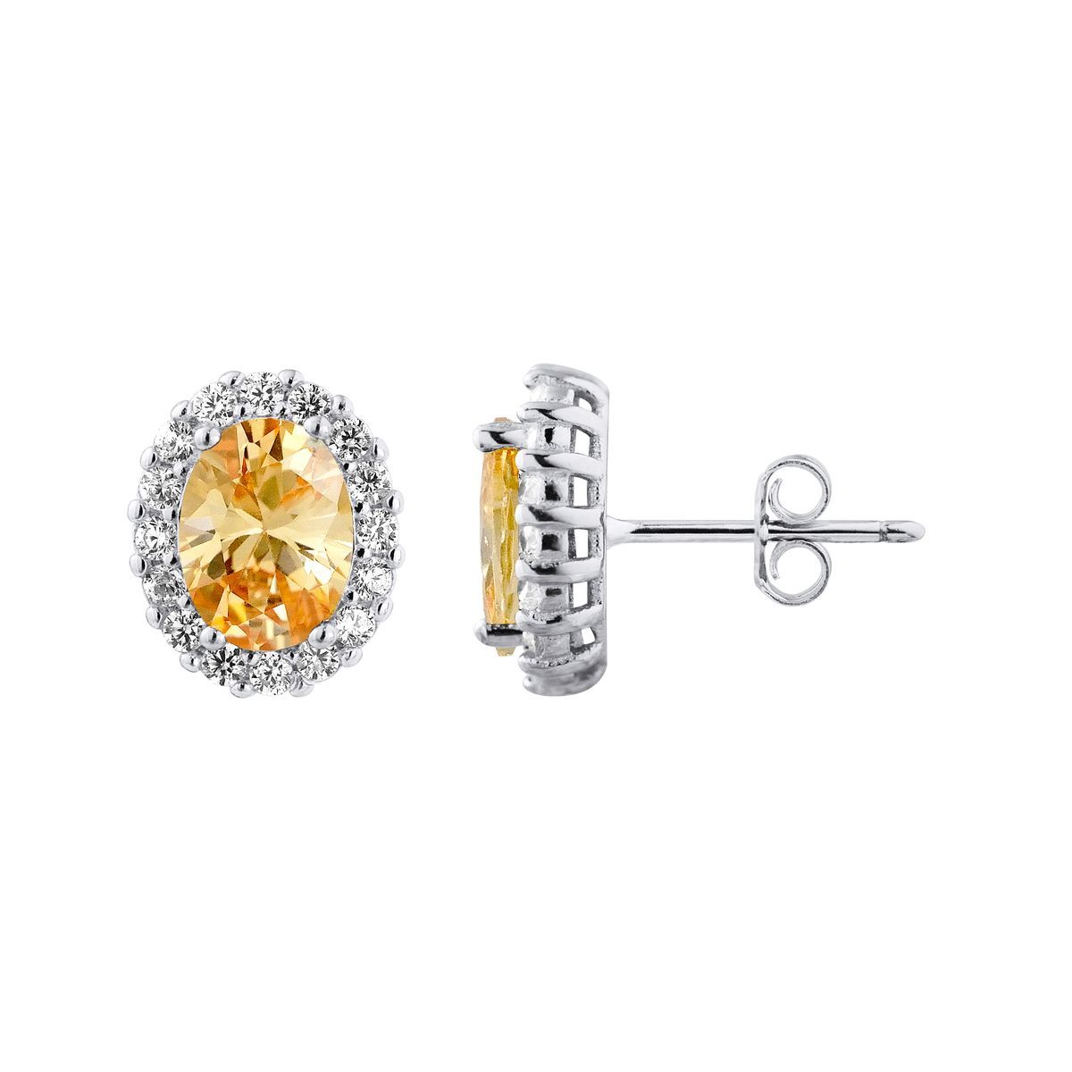 Elegante Ovale Halo-Ohrstecker