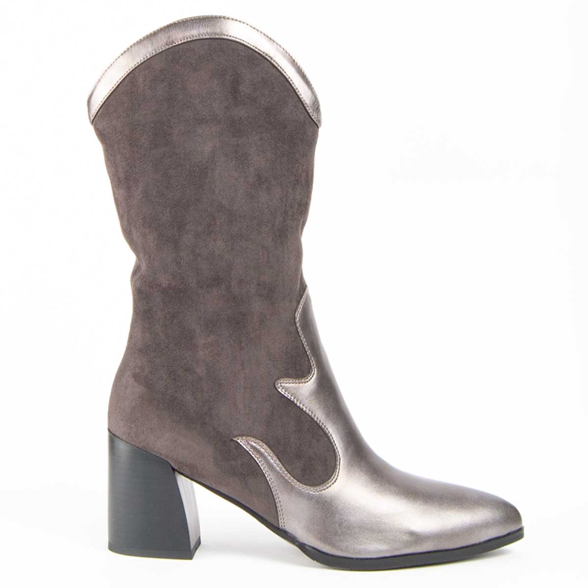 Wildleder-Stiefel im Metallic-Western-Stil