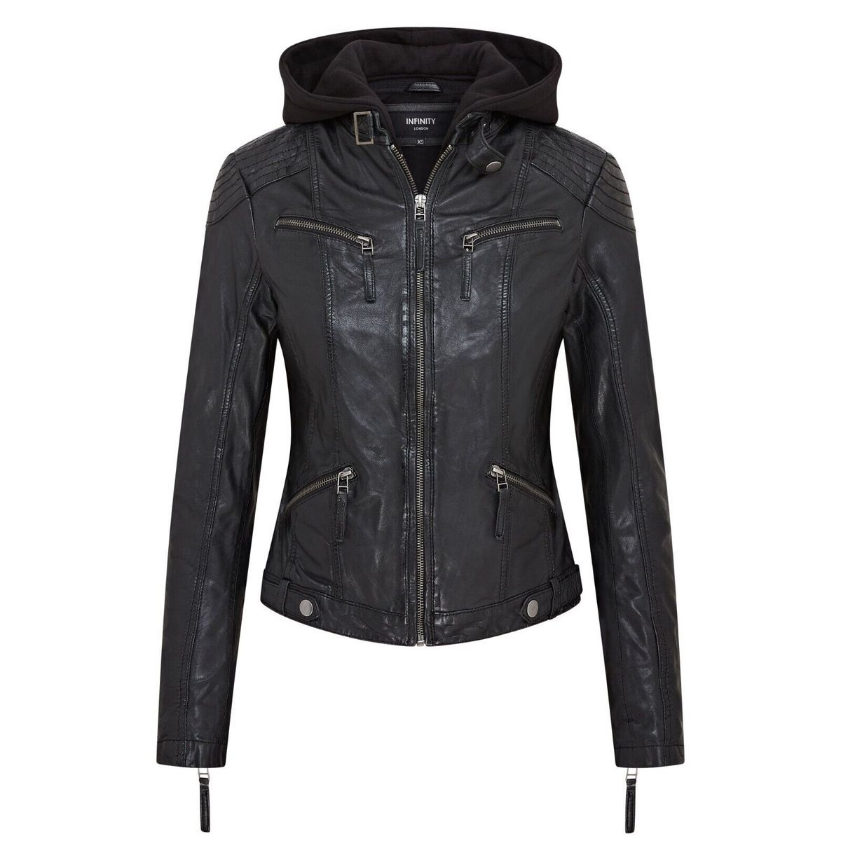 Klassische Bikerjacke mit Kapuze
