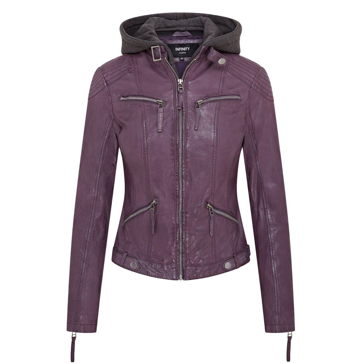 Klassische Bikerjacke mit Kapuze