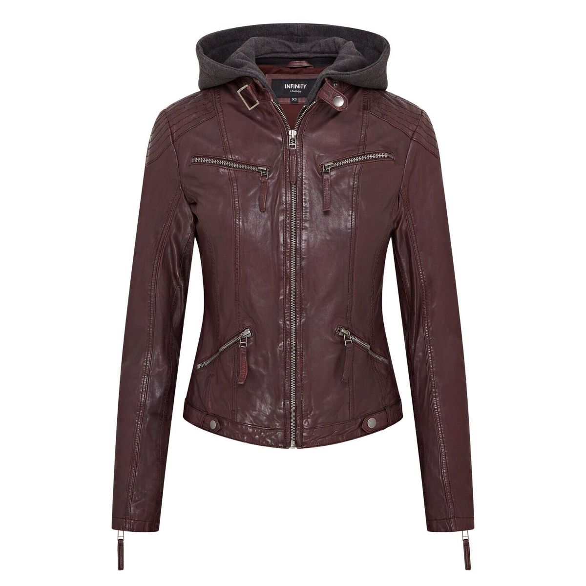 Klassische Bikerjacke mit Kapuze