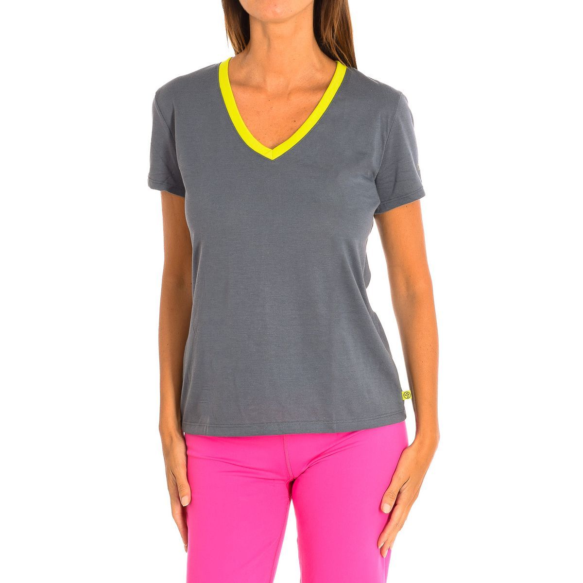 V-Ausschnitt Sport-T-Shirt mit Kontrastbesatz