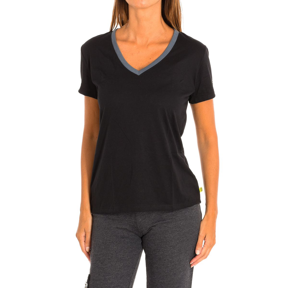 V-Ausschnitt Sport-T-Shirt mit Kontrastbesatz