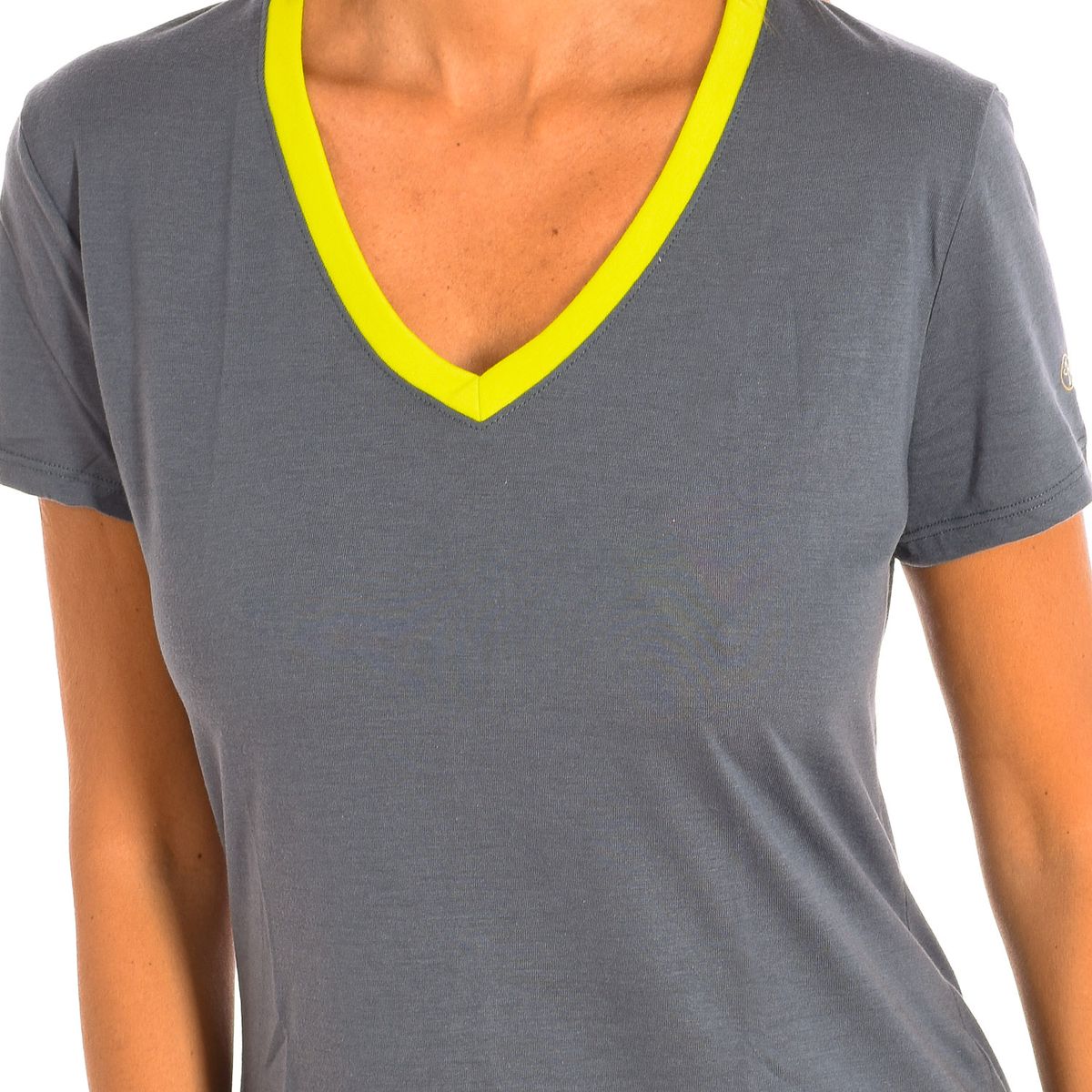V-Ausschnitt Sport-T-Shirt mit Kontrastbesatz