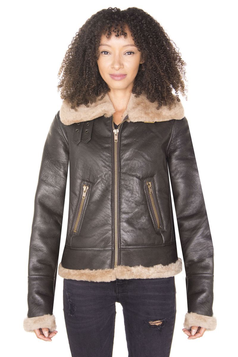 Lammfell-Fliegerjacke aus Schafsleder