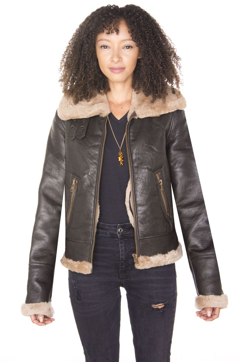 Lammfell-Fliegerjacke aus Schafsleder