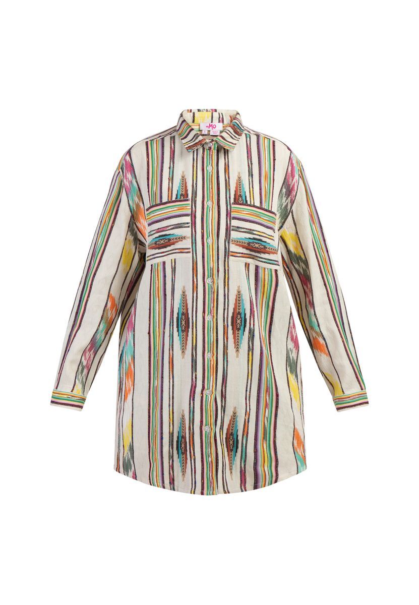 Oversized Baumwoll-Hemdblusenkleid mit Muster