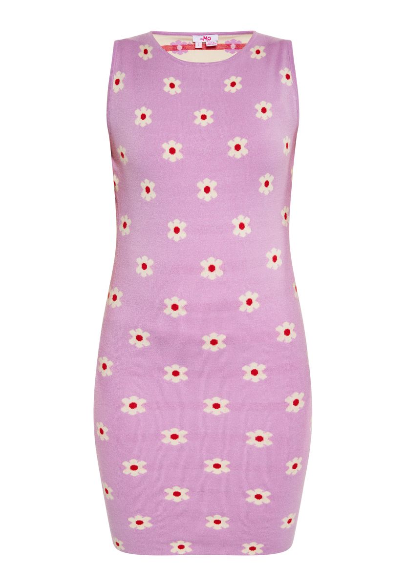 Geblümtes Jacquard-Strickkleid