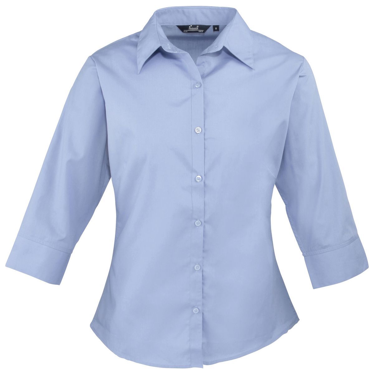 Klassische Popeline-Bluse mit 3/4-Ärmeln