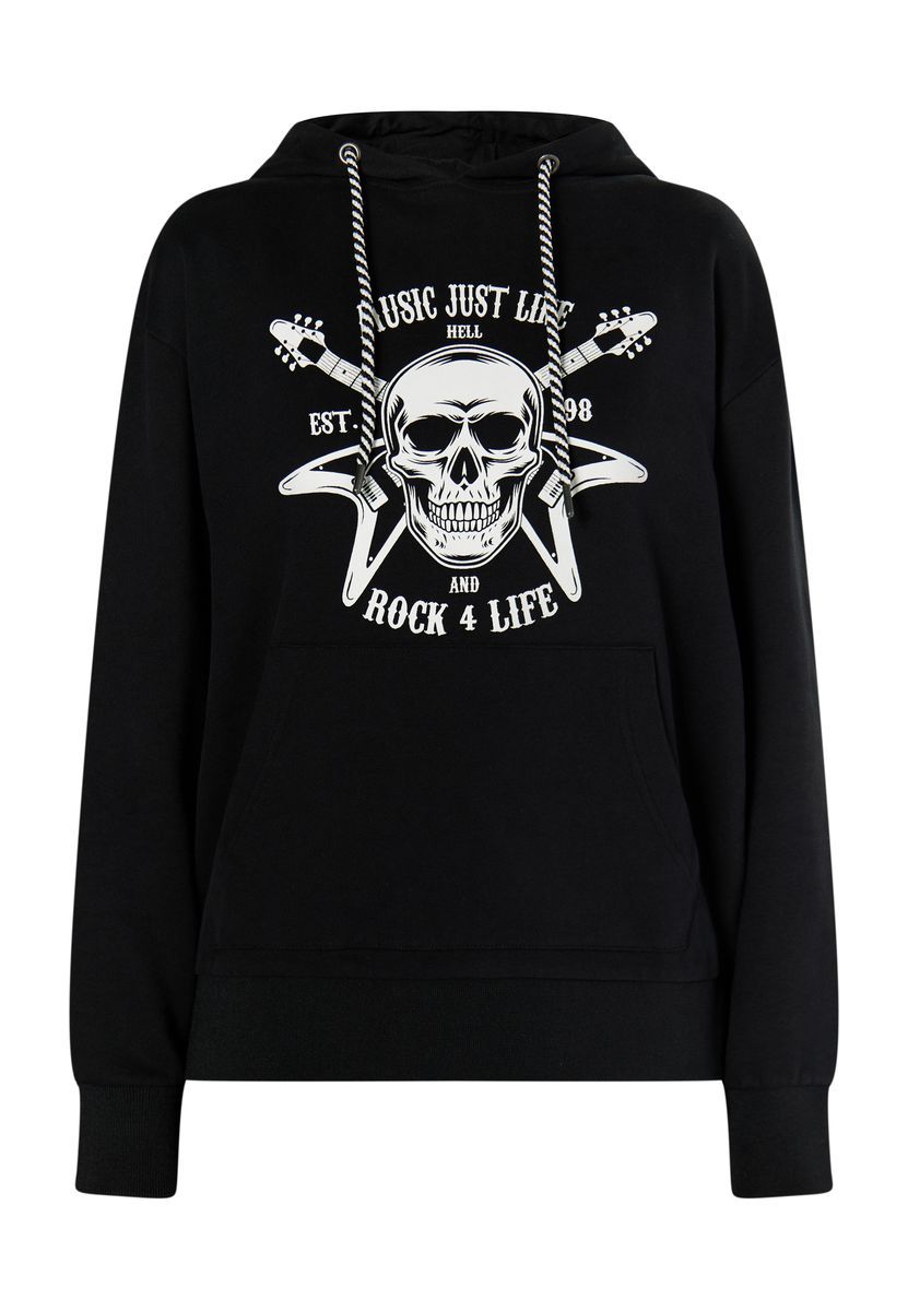 Hoodie mit Rock-Skull-Grafik