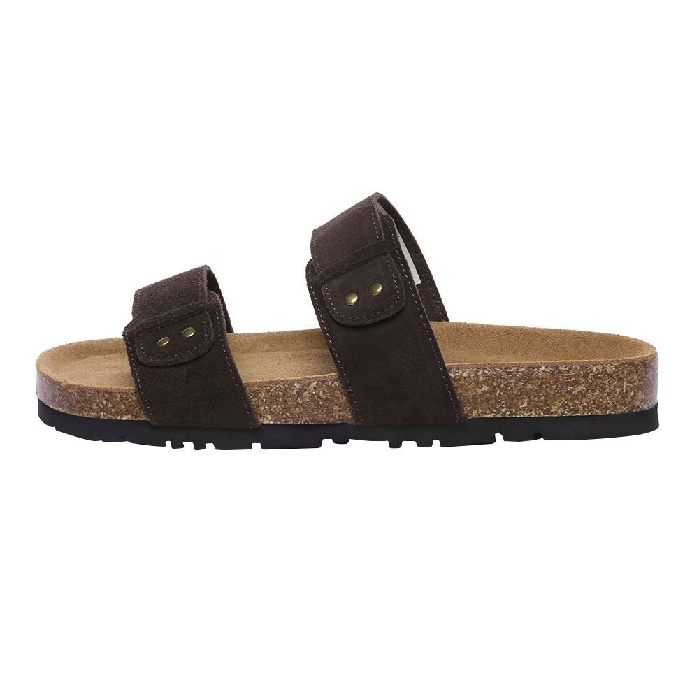 Minimalistische Wildleder-Sandalen mit Doppelriemen