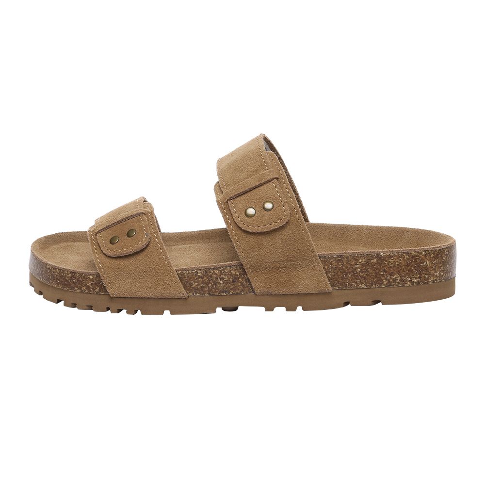 Minimalistische Wildleder-Sandalen mit Doppelriemen